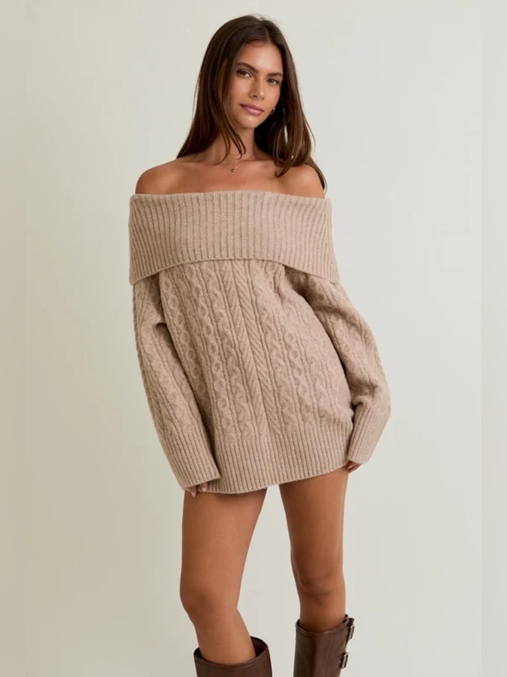 Ivanka Trump - Soft pink Off shoulder sweater dress
